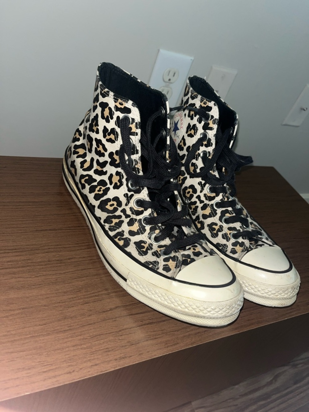 Converse Unisex  High-Top Leopard Print Sneakers - Black & Cream